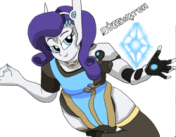 Size: 3645x2840 | Tagged: safe, artist:missmayaleanne, part of a set, rarity, equestria girls, clothes, crossover, headset, looking at you, mudra, nail polish, overwatch, simple background, solo, symmetra, transparent background
