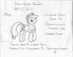 Size: 798x624 | Tagged: safe, artist:quidditativeinanity, applejack, earth pony, pony, graph paper, monochrome, solo, traditional art