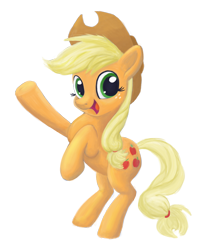 Size: 1112x1342 | Tagged: safe, artist:tranquilmind, applejack, earth pony, pony, happy, rearing, simple background, solo, transparent background