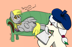 Size: 1125x737 | Tagged: safe, artist:heaghost, artist:huffylime, derpy hooves, oc, earth pony, pegasus, pony, draw me like one of your french girls, sofa