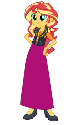 Size: 1159x1757 | Tagged: safe, artist:cartoonmasterv3, sunset shimmer, equestria girls, clothes, geode of empathy, long skirt, magical geodes, simple background, skirt, transparent background