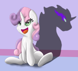 Size: 1581x1456 | Tagged: safe, artist:midnightsonare, derpibooru import, king sombra, sweetie belle, pony, umbrum, unicorn, fanfic art, shadow