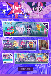 Size: 720x1073 | Tagged: safe, applejack, fluttershy, pinkie pie, rainbow dash, rarity, sci-twi, silverstream, smolder, sunset shimmer, twilight sparkle, twilight sparkle (alicorn), alicorn, better together, equestria girls, season 8, spoiler:s08, applejack's hat, cowboy hat, equestria girls logo, geode of empathy, geode of shielding, geode of sugar bombs, geode of super strength, hat, humane five, humane seven, humane six, magical geodes, mane six, my little pony logo, twilight month, twilight sparkle month, website