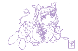 Size: 622x406 | Tagged: safe, artist:prismspark, dracony, hybrid, pony, anime, bedroom eyes, candy, clothes, female, filly, food, kanna kamui, kobayashi-san chi no maid dragon, lolita fashion, lollipop, miss kobayashi's dragon maid, monochrome, ms paint, ponified, seductive, sketch, socks, solo, thick, thigh highs