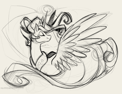 Size: 1072x826 | Tagged: safe, artist:egophiliac, princess celestia, alicorn, pony, eyes closed, magic, monochrome, simple background, sketch, smiling, solo