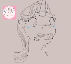 Size: 1608x1451 | Tagged: safe, artist:stillwaterspony, starlight glimmer, pony, unicorn, crying, open mouth, sketch, solo