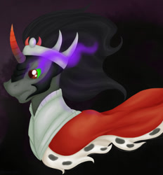 Size: 1181x1273 | Tagged: safe, artist:doctorpiper, derpibooru import, king sombra, pony, unicorn, black mane, male, sharp teeth, solo, sombra eyes, stallion