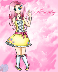 Size: 553x687 | Tagged: safe, artist:xxalymetalgirlxx, fluttershy, human, humanized, solo