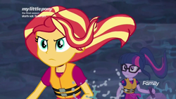 Size: 1920x1080 | Tagged: safe, screencap, sci-twi, sunset shimmer, twilight sparkle, better together, equestria girls, spring breakdown, lifejacket, storm