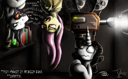 Size: 1250x777 | Tagged: safe, artist:jamescorck, fluttershy, oc, oc:movie slate, bats (movie), flutterbat