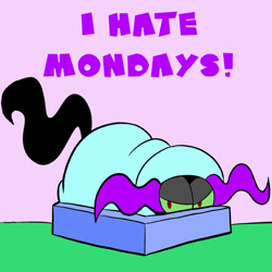 Size: 576x576 | Tagged: safe, derpibooru import, king sombra, pony, unicorn, black mane, garfield, i hate mondays, male, sharp teeth, sombra eyes, stallion