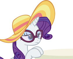 Size: 12338x10074 | Tagged: safe, artist:cyanlightning, rarity, pony, unicorn, every little thing she does, .svg available, absurd resolution, glasses, hat, simple background, solo, table, tired, transparent background, vector