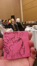 Size: 576x1024 | Tagged: safe, artist:postitpony, fluttershy, human, babscon, irl, irl human, photo, sticky note