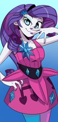 Size: 571x1200 | Tagged: safe, artist:setoya, rarity, equestria girls, clothes, dress, hand on hip, looking at you, nail polish, smiling, solo