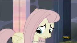 Size: 2560x1434 | Tagged: safe, screencap, fluttershy, pegasus, pony, the cutie map, meme, solo, youtube caption