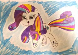 Size: 2000x1415 | Tagged: safe, artist:iffoundreturntorarity, rarity, pony, unicorn, twilight's kingdom, rainbow power, rainbow power-ified, solo, traditional art