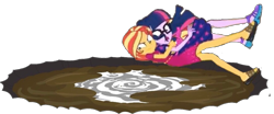 Size: 2048x856 | Tagged: safe, edit, edited screencap, editor:php77, screencap, sci-twi, sunset shimmer, twilight sparkle, better together, equestria girls, spring breakdown, bad edit, not a vector, quicksand