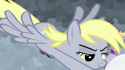 Size: 1920x1080 | Tagged: safe, screencap, derpy hooves, pegasus, pony, the ending of the end, cloud, epic derpy, flying, solo focus