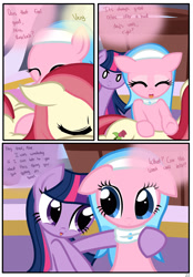 Size: 1741x2500 | Tagged: safe, artist:pyruvate, derpibooru import, aloe, roseluck, twilight sparkle, comic:the usual, :3, comic, spa