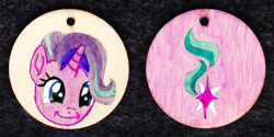 Size: 1014x507 | Tagged: safe, artist:malte279, starlight glimmer, pony, unicorn, craft, cutie mark, jewelry, pendant, wood