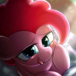 Size: 1000x1000 | Tagged: safe, artist:ushiro no kukan, pinkie pie, earth pony, pony, female, looking at you, mare, pink coat, pink mane, solo