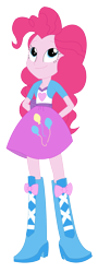 Size: 1403x3903 | Tagged: safe, artist:sketchmcreations, pinkie pie, equestria girls, rainbow rocks, boots, clothes, hands behind back, inkscape, shine like rainbows, simple background, skirt, solo, transparent background, vector