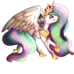 Size: 1600x1600 | Tagged: safe, artist:kohikurima, princess celestia, alicorn, pony, female, mare, simple background, solo, spread wings, transparent background