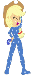 Size: 3000x7160 | Tagged: safe, artist:discorded, applejack, equestria girls, rainbow rocks, absurd resolution, clothes, controller, cowboy hat, footed sleeper, hat, pajamas, show accurate, simple background, solo, stetson, transparent background, vector