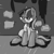 Size: 1425x1425 | Tagged: safe, artist:olympic tea bagger, derpibooru import, twilight sparkle, black and white, bnw, brick, clothes, grayscale, grudge, hoodie, solo, teenager