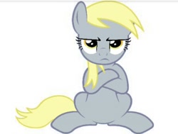 Size: 448x339 | Tagged: safe, derpy hooves, pegasus, pony, angry, crossed hooves, cute, derpy hooves is not amused, simple background, white background