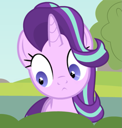 Size: 539x566 | Tagged: safe, artist:forgalorga, starlight glimmer, pony, unicorn, bush, cropped, female, give me your wings, implied rainbow dash, looking at something, mare, solo