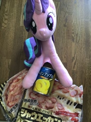 Size: 1536x2048 | Tagged: safe, starlight glimmer, pony, unicorn, canned food, food, photo, pineapple, pizza, plushie, solo