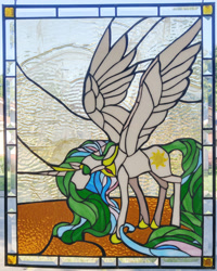 Size: 2729x3404 | Tagged: safe, artist:tjglass, princess celestia, irl, photo, photo artist:viwrastupr, photo craft, photo stained glass (irl), stained glass, stained glass (irl)