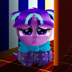 Size: 3072x3072 | Tagged: safe, artist:spellboundcanvas, starlight glimmer, pony, unicorn, bow, cute, daaaaaaaaaaaw, door, female, filly, filly starlight glimmer, footed sleeper, glimmerbetes, sad, scared, solo, weapons-grade cute, younger