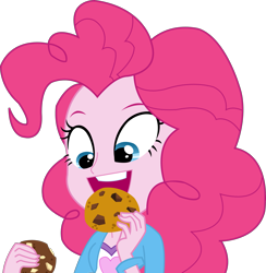 Size: 2769x2835 | Tagged: safe, artist:sketchmcreations, pinkie pie, equestria girls, rainbow rocks, bracelet, clothes, cookie, cute, diapinkes, eating, food, inkscape, jewelry, nom, open mouth, simple background, solo, transparent background, vector, vector edit, wristband