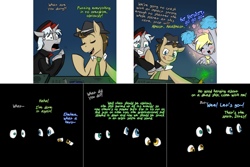 Size: 2254x1502 | Tagged: safe, artist:craftykraken, artist:jitterbugjive, derpy hooves, doctor whooves, oc, pony, unicorn, blushing, doctor who, hat, key, lovestruck derpy, male, pom pom, pomf, sonic screwdriver, stallion