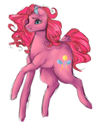 Size: 526x646 | Tagged: safe, artist:cutencreatures, pinkie pie, earth pony, pony, female, mare, simple background, solo, white background