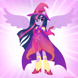 Size: 617x616 | Tagged: safe, artist:nightmarelunafan, derpibooru import, twilight sparkle, equestria girls, eqg promo pose set, hat, ponied up, solo, wizard, wizard hat