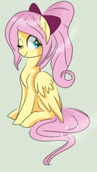 Size: 720x1280 | Tagged: safe, artist:authentic-wings, fluttershy, pegasus, pony, alternate hairstyle, ponytail, solo