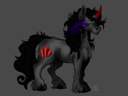 Size: 1024x768 | Tagged: safe, artist:alixunicorn, derpibooru import, king sombra, pony, unicorn, black mane, male, sharp teeth, solo, sombra eyes, stallion