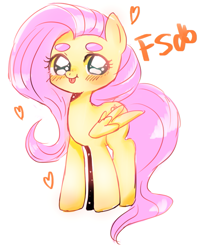Size: 879x1074 | Tagged: safe, artist:noumiso, fluttershy, pegasus, pony, :p, beanbrows, cute, eyebrows, female, heart, mare, shyabetes, simple background, solo, tongue out, white background