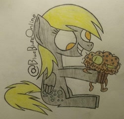 Size: 2234x2145 | Tagged: safe, artist:blueblureart, derpy hooves, ditzy doo, pegasus, pony, slice of life (episode), background pony, food, muffin, solo