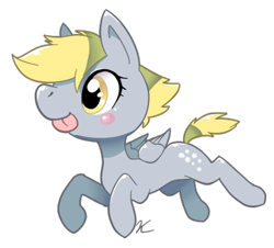 Size: 443x401 | Tagged: safe, artist:kuschelig, derpy hooves, pegasus, pony, blushing, chibi, cutie mark, female, filly, freckles, simple background, solo, tongue out, transparent background, younger