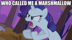 Size: 960x540 | Tagged: safe, edit, edited screencap, screencap, rarity, dragon quest, angry, food, image macro, marshmallow, meme, rarity is a marshmallow, shouting rarity, solo