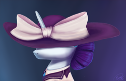 Size: 1600x1029 | Tagged: safe, artist:penny-wren, rarity, pony, unicorn, ppov, bow, clothes, costume, hat, raristocrat, rose dewitt bukater, solo, titanic