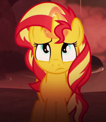 Size: 634x735 | Tagged: safe, screencap, sunset shimmer, pony, unicorn, better together, equestria girls, spring breakdown, cropped, female, frown, mare, solo