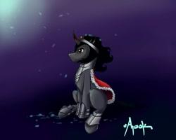 Size: 1417x1133 | Tagged: safe, artist:noimnotdrunk, derpibooru import, king sombra, pony, unicorn, black mane, gray coat, horn, male, solo, stallion