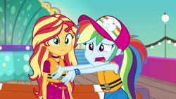 Size: 1920x1080 | Tagged: safe, screencap, rainbow dash, sunset shimmer, better together, equestria girls, spring breakdown, geode of empathy, geode of super speed, magical geodes