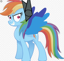 Size: 951x902 | Tagged: artist needed, safe, derpibooru import, rainbow dash, pegasus, pony, 1000 hours in gimp, elements of insanity, female, mare, movie accurate, rainbine, rainbine ears, screenshots, solo