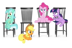 Size: 960x640 | Tagged: safe, applejack, lyra heartstrings, pinkie pie, twilight sparkle, earth pony, pony, sitting lyra